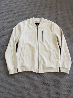 Ben Sherman Cream Zip-Up Bomber Sweater